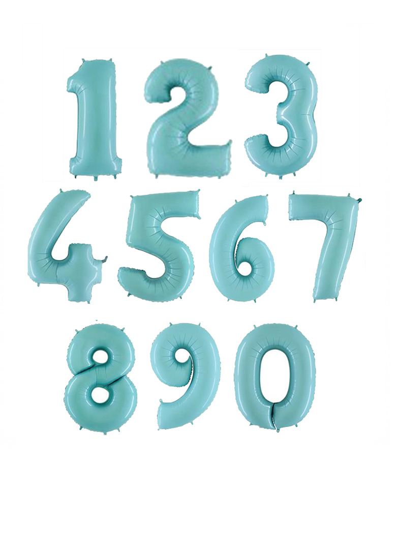 голубые фольгированные цифры пастель
